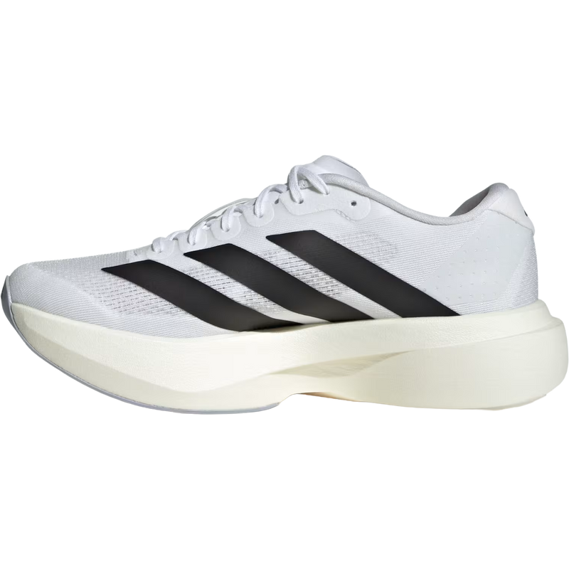 Women's Adizero Evo SL, Adidas Women's Adizero Evo SL in White/Core Black right profile inside right shoe profile