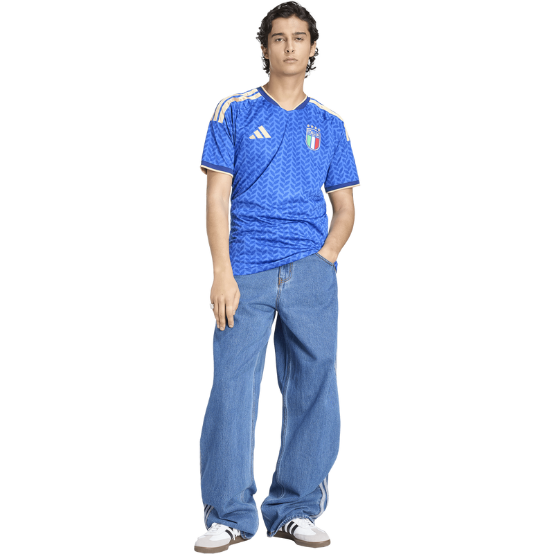 Italy FIGC Home Replica Jersey, Adidas Italy FIGC Home Replica Jersey in Bold Blue front full length
