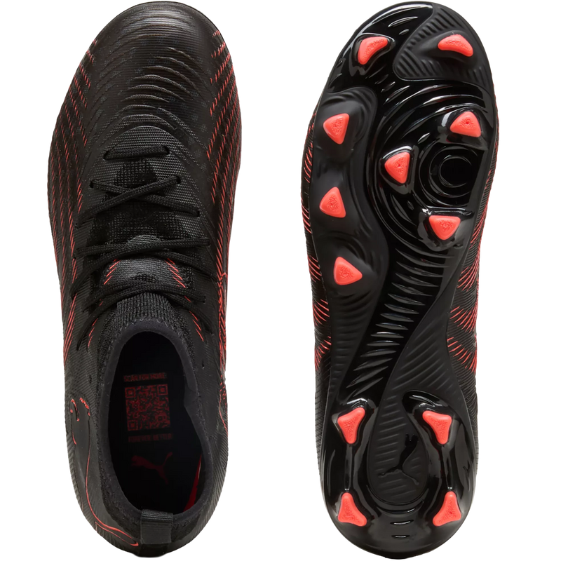 Youth Future 9 Match FG/AG, Puma Youth Future 9 Match FG/AG in 02-Puma Black/Glowing Red/Strong Gray pair top and bottom