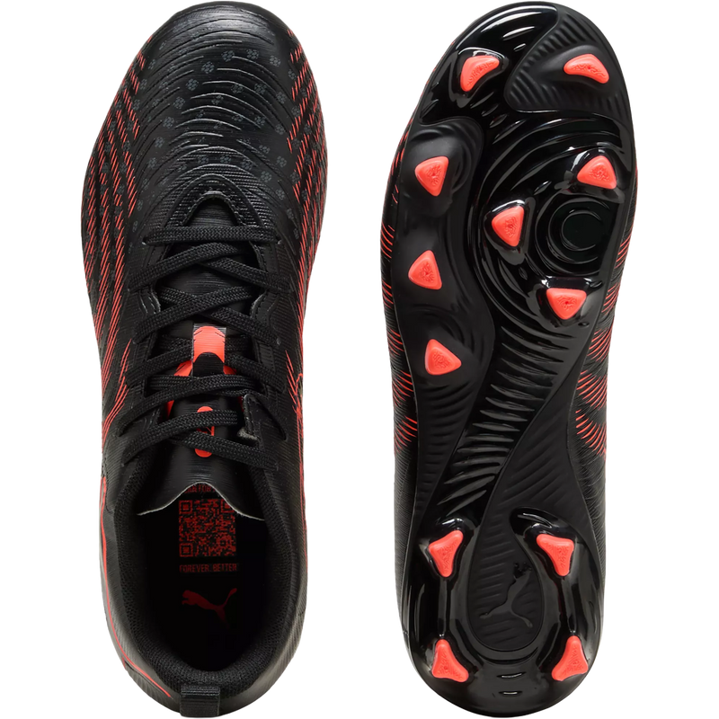 Youth Future 9 Play FG/AG, Puma Youth Future 9 Play FG/AG in 02-Puma Black/Glowing Red/Strong Gray pair top and bottom