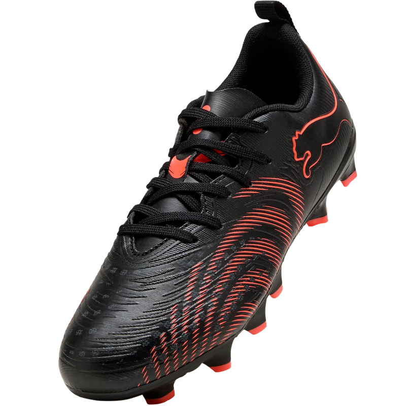 Youth Future 9 Play FG/AG, Puma Youth Future 9 Play FG/AG in 02-Puma Black/Glowing Red/Strong Gray front left