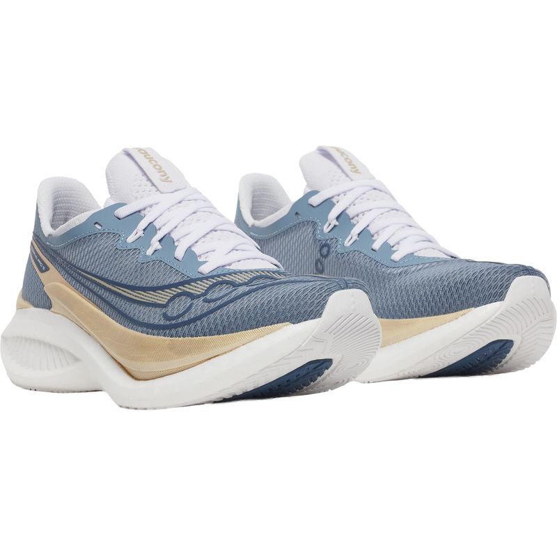 Women Endorphin Pro 5, Saucony Women Endorphin Pro 5 in 142-Storm/Gilded pair right front