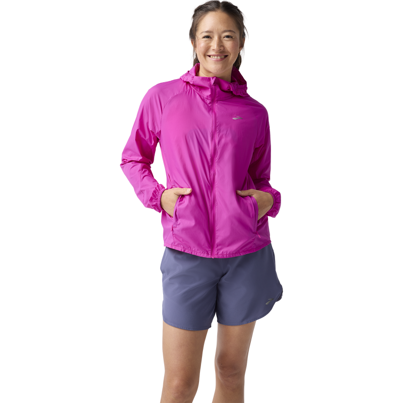 Women's Canopy Packable Jacket, Brooks Women's Canopy Packable Jacket in 588-Magenta front