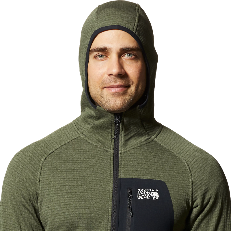 Men's Polartec Power Grid Full Zip Hoody, Mountain Hardwear Men's Polartec Power Grid Full Zip Hoody hood
