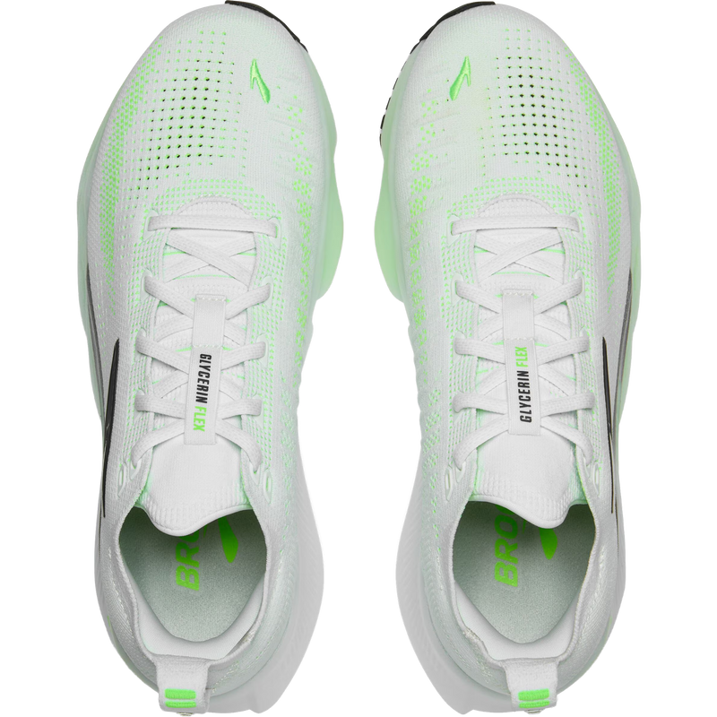 Men's Glycerin Flex, Brooks Men's Glycerin Flex in 114-White/Green Gecko/Phantom pair top