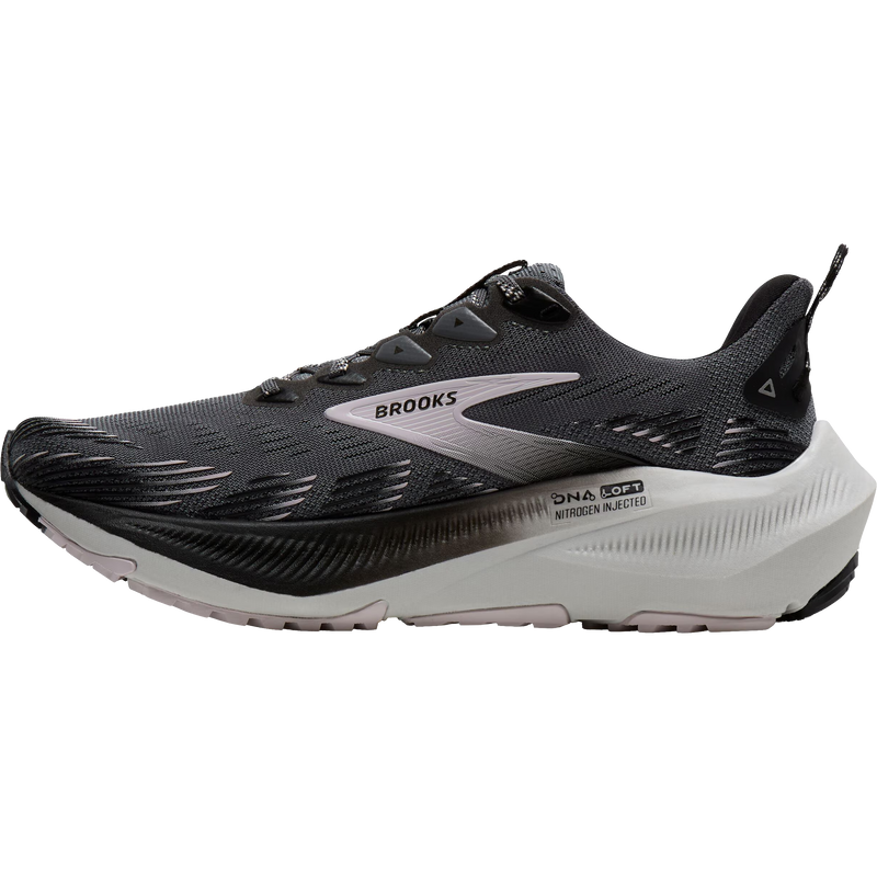 Women's Ghost Trail, Brooks Women's Ghost Trail in 037-Poppy Seed/Black/Pink right shoe inside profile