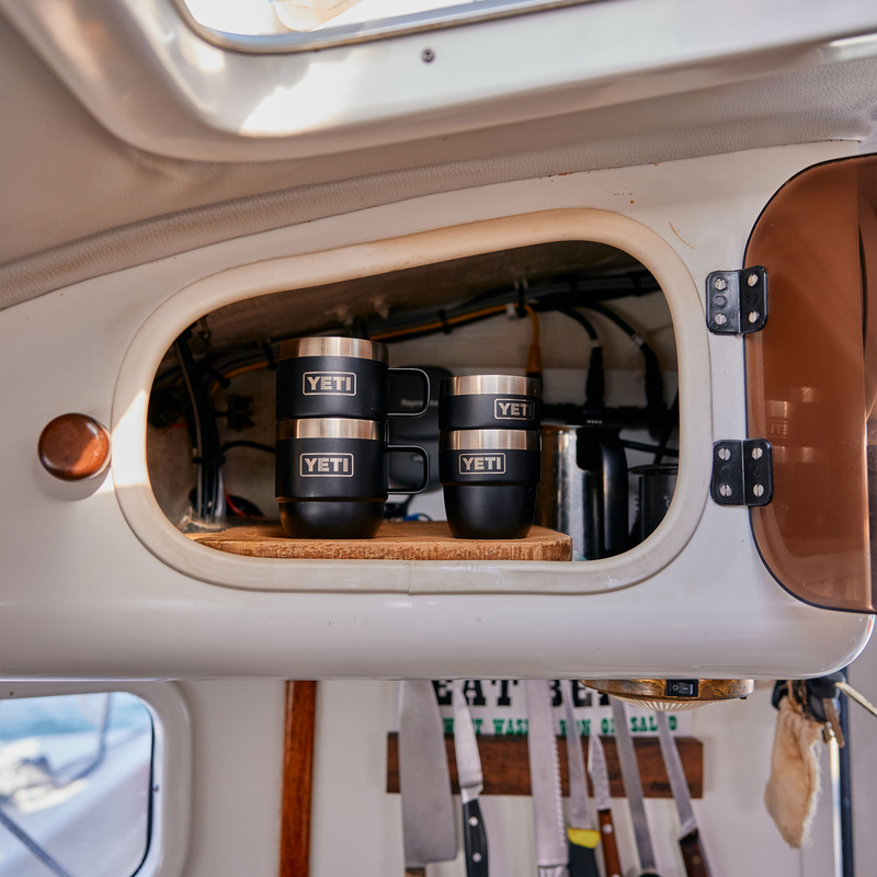 Yeti Rambler 4 oz Cup 2 pack stowed in cabinet