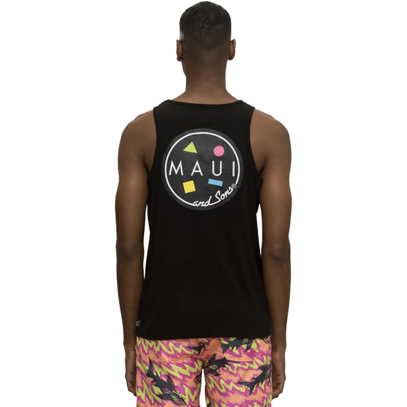 Men's Cookie Logo Tank, Maui and Sons Men's Cookie Logo Tank Back on Model