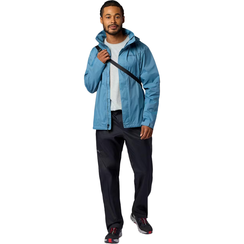 Men's PreCip Evo Full Zip Pant, Marmot Men's PreCip Evo Full Zip Pant in 001-Black front full length