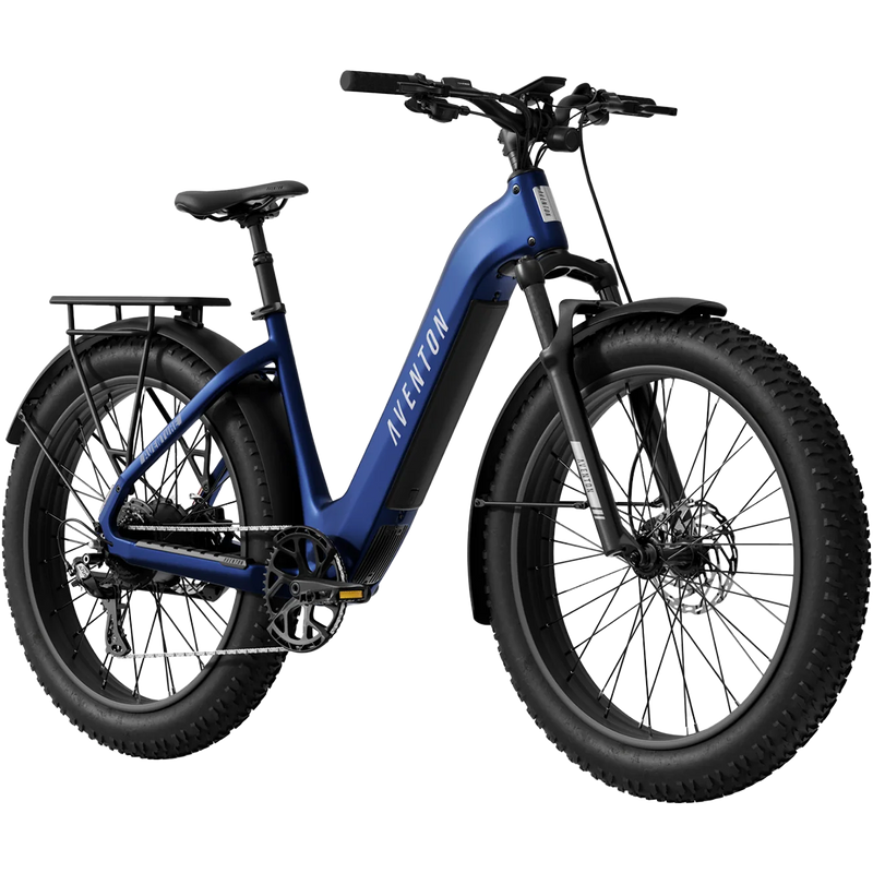Aventure 3 Step Through Ebike, Aventon Aventure 3 Step Through Ebike in Cobalt Blue front right