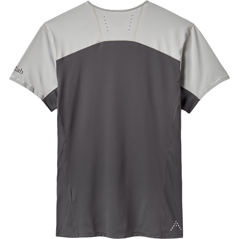 Men's Sonic Ultra Tee, Rab Men's Sonic Ultra Tee in Light Zinc Graphene back view