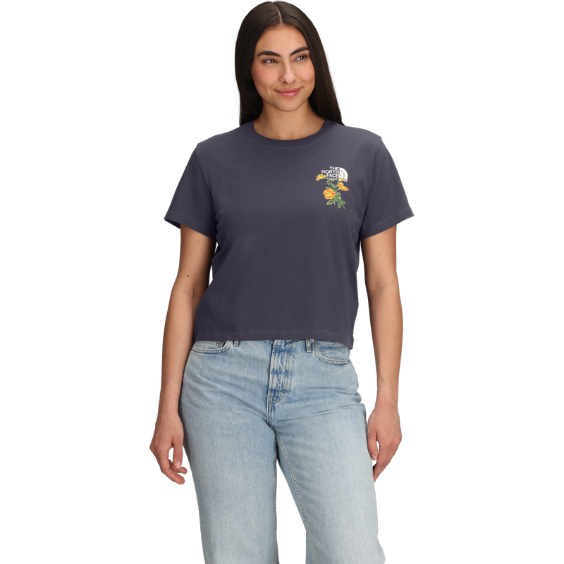 Women's Flora Embroidered Regular Short Sleeve Tee, The North Face Women's Flora Embroidered Regular Short Sleeve Tee Front