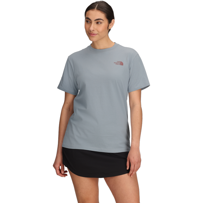 Women's Wildflower Trails Relaxed Short Sleeve Tee, The North Face Women's Wildflower Trails Relaxed Short Sleeve Tee Front on Model