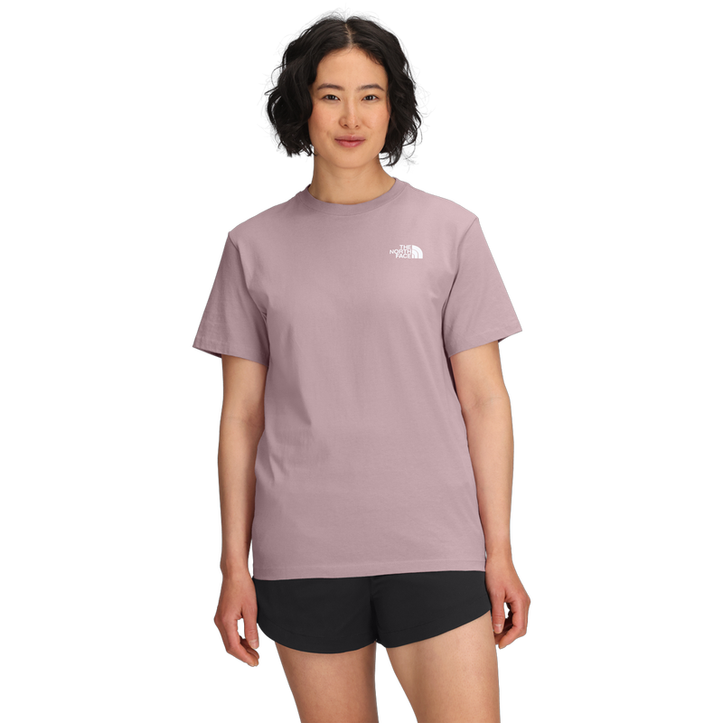 Women's Wildflower Relaxed Short Sleeve Tee, The North Face Women's Wildflower Relaxed Short Sleeve Tee Front on Model