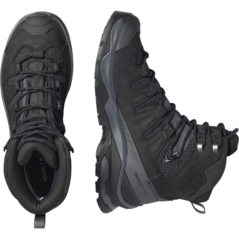 Men's Quest 5 GTX, Salomon Men's Quest 5 GTX in Asphalt/Black pair top and side