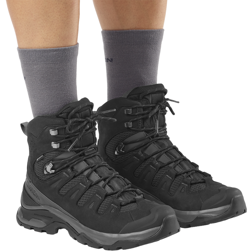 Men's Quest 5 GTX, Salomon Men's Quest 5 GTX in Asphalt/Black pair on model right 