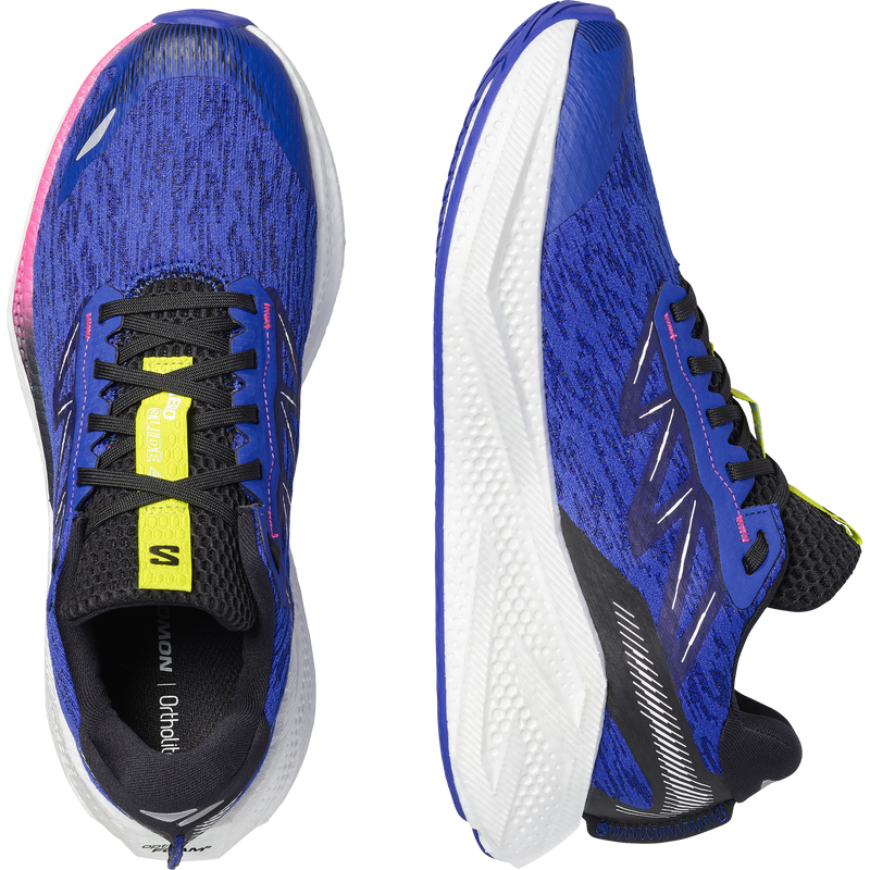Men's Aero Glide 4, Salomon Men's Aero Glide 4 in Bluing/White/Black pair top and inside profile