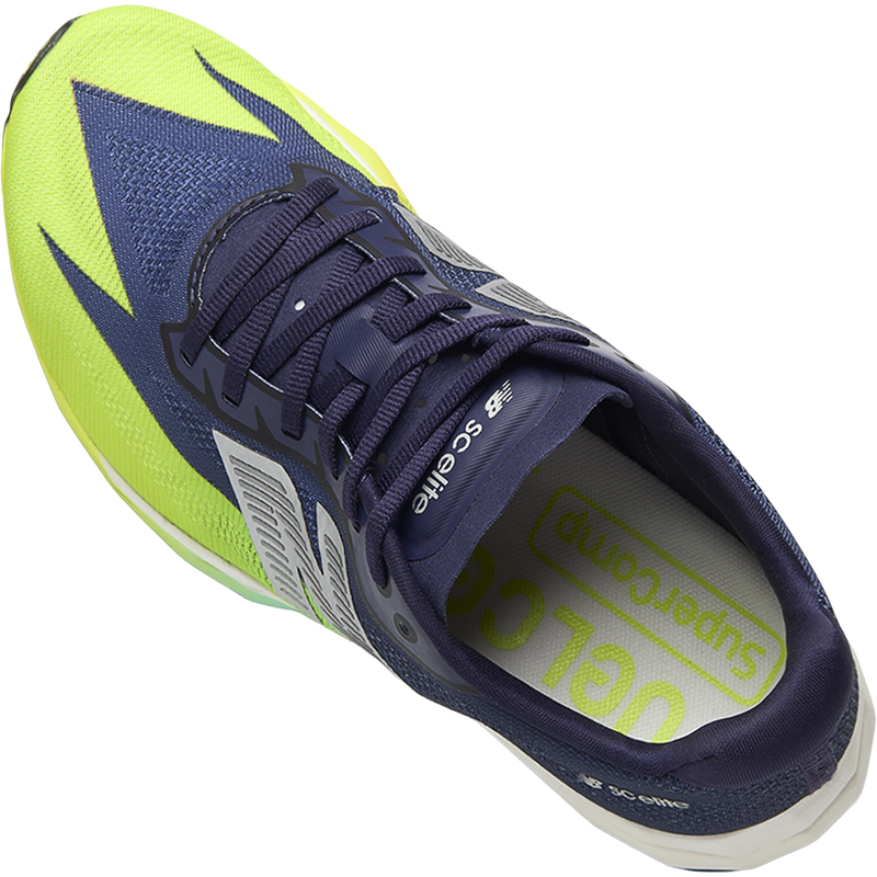Women's FuelCell SuperComp Elite v5, New Balance Women's FuelCell Super Comp Elite v5 in 7UH-Boysenberry/Afterglow top of left shoe