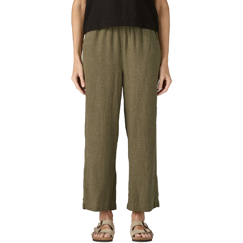 Women's Garden Island Pants, Patagonia Women's Garden Island Pants in rock green front side on model