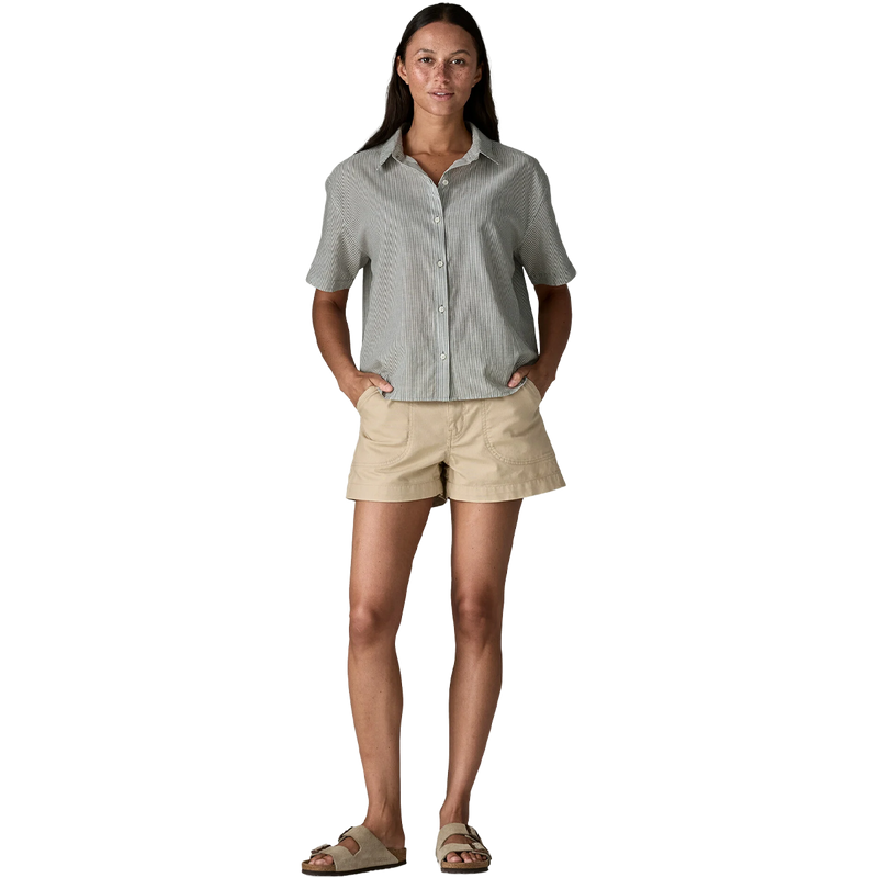 Women's Lightweight A/C Shirt, Patagonia Women's Lightweight A/C Shirt in Smolder Blue full view on model