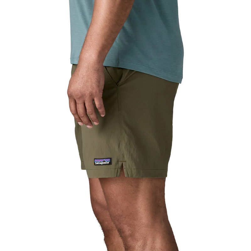 Men's Baggies Lights, Patagonia Baggies Lights in Basin Green side view on model