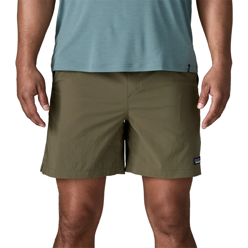 Men's Baggies Lights, Patagonia Baggies Lights in Basin Green front view on model