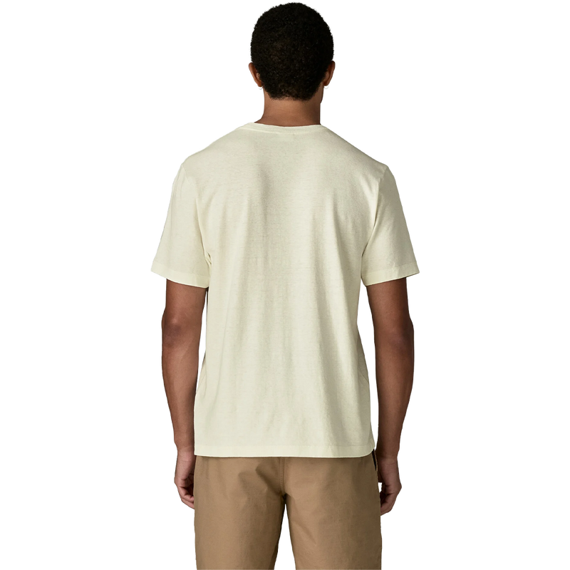 Men's Trail Harbor Pocket Tee, Men's Patagonia Trail Harbor Pocket Tee in Birch White back view on model