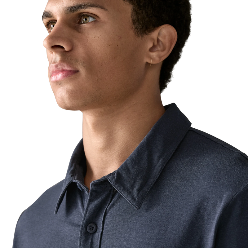 Men's Trail Harbor Button Down Shirt, Patagonia Men's Trail Harbor Button Down Shirt in New Navy collar detail
