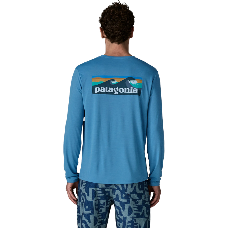 Men's Longsleeve Capilene Cool Daily Graphic Shirt, Patagonia Men's Longsleeve Capilene Cool Daily Graphic Shirt Back on Model
