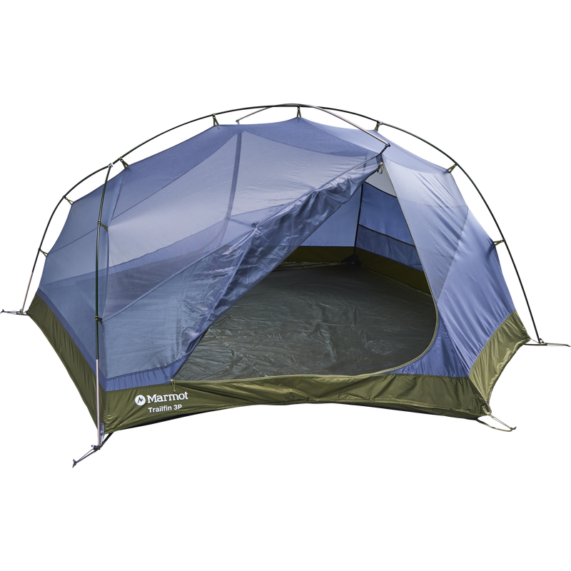 Trailfin 3P, Marmot Trailfin 3P in 42487-Olive Grove/Nori tent body door open