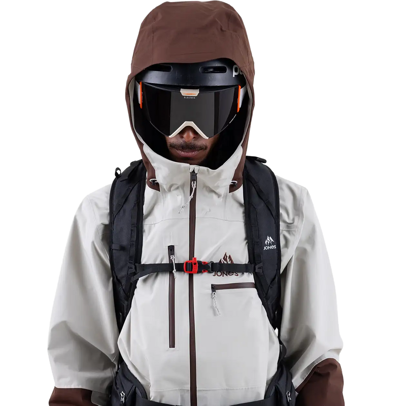 Men's Shralpinist Stretch Recycled Jacket, Jones Snowboards Men's Shralpinist Stretch Recycled Jacket hood up front