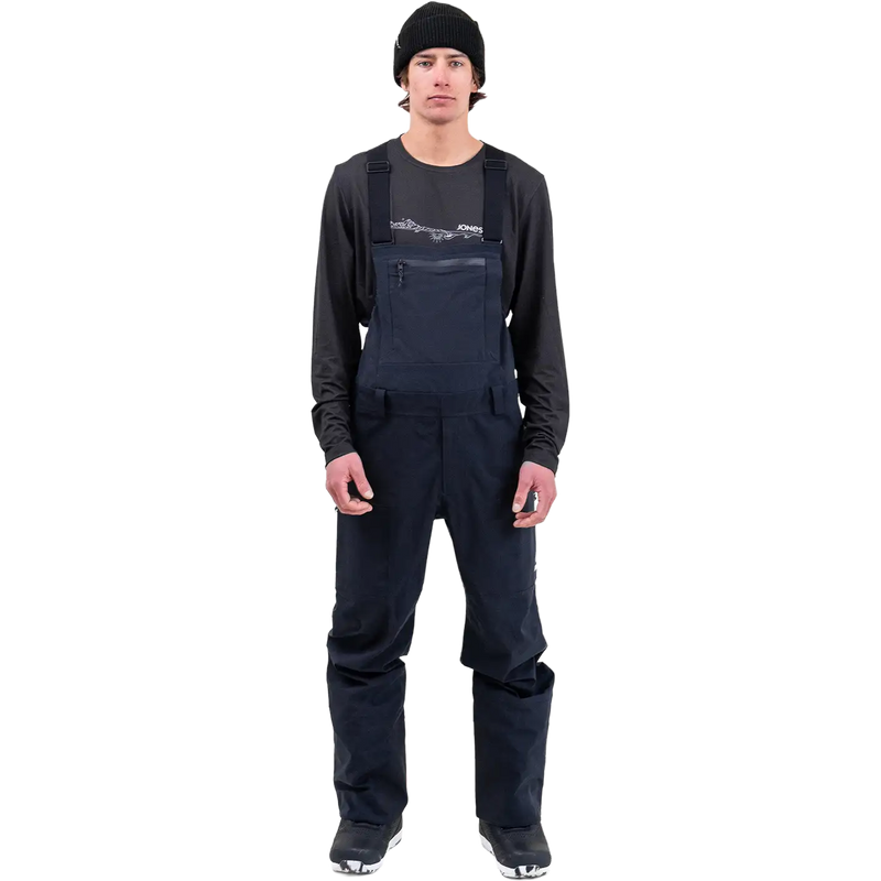 Men's Shralpinist Stretch Recycled Bib, Jones Snowboards Men's Shralpinist Stretch Recycled Bib in Stealth Black front