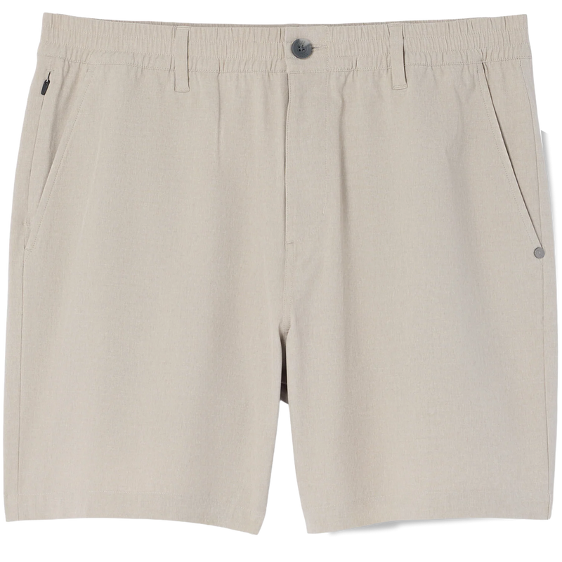 Vuori Men's Aim Elastic Waist Short 7" in Khaki Linen Texture