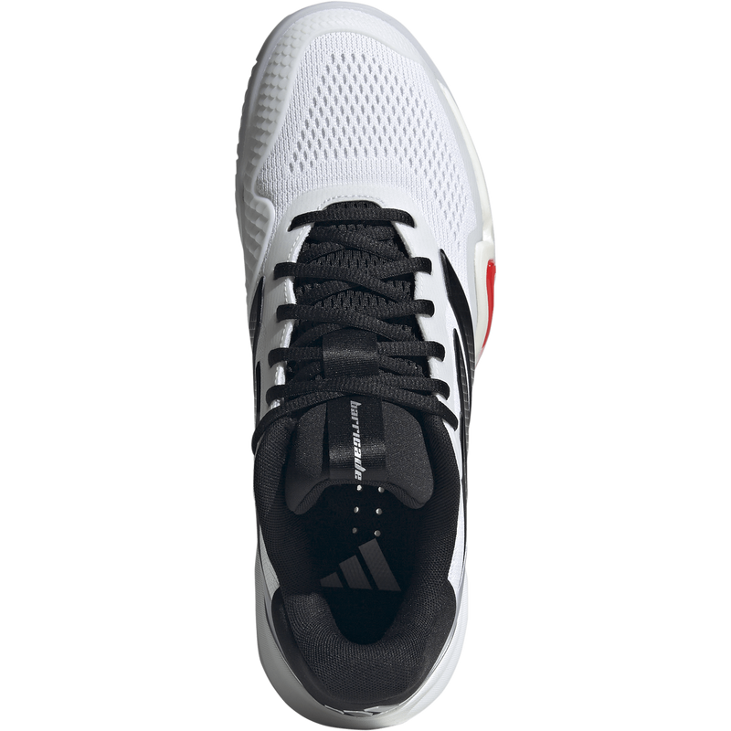 Barricade 14, Adidas Barricade 14 in White/Core Black/Red top of right shoe