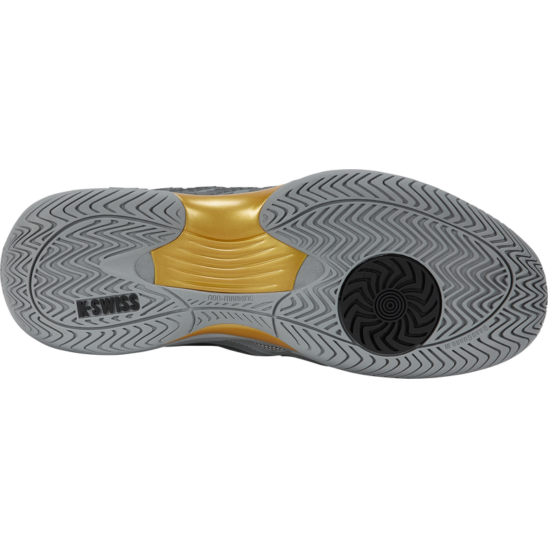 Men's Hypercourt Express 3, K-Swiss Men's Hypercourt Express 3 in 062-Gray/Moonless Night/Gold bottom