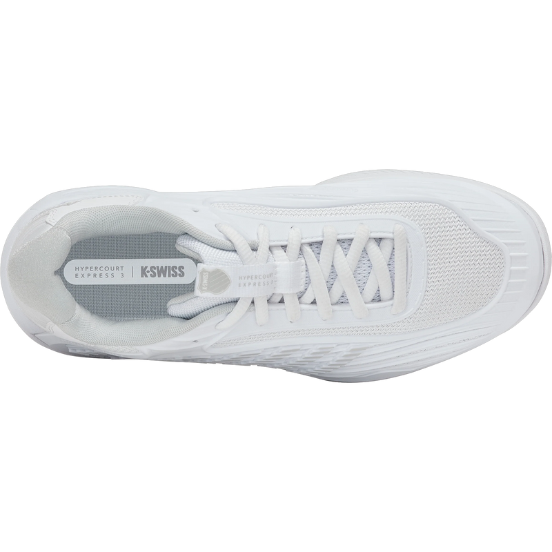 Women's Hypercourt Express 3 Wide, K-Swiss Women's Hypercourt Express 3 Wide in White/Dawn Blue Top
