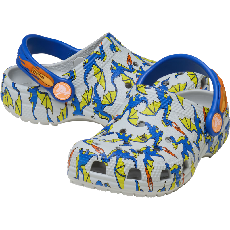 Youth Classic Dragon Graphic Clog Toddler, Crocs Youth Classic Dragon Graphic Clog Toddler in 1FT-Atmosphere pair
