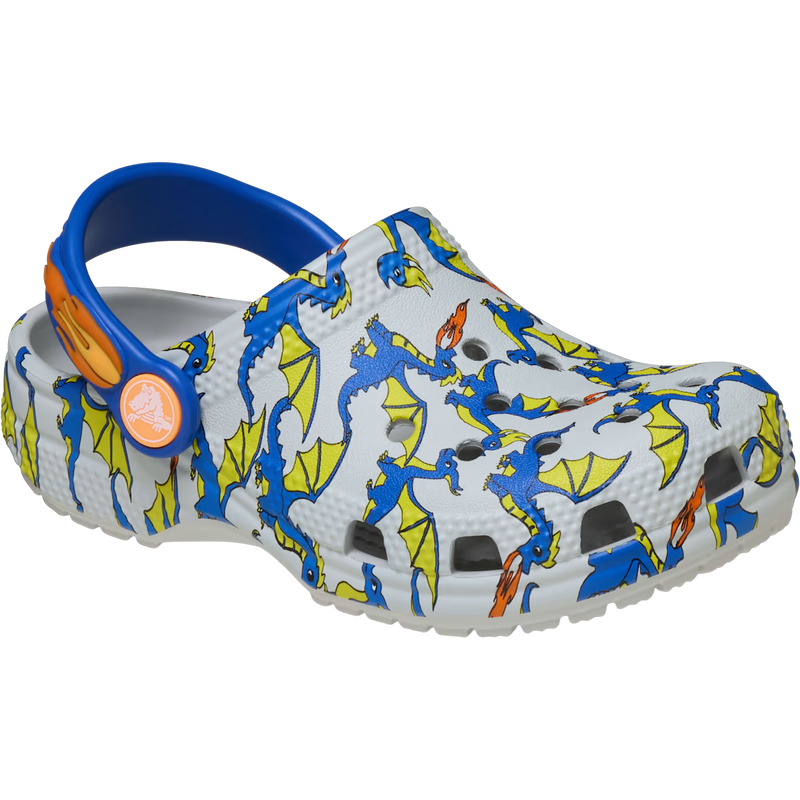 Youth Classic Dragon Graphic Clog Toddler, Crocs Youth Classic Dragon Graphic Clog Toddler in 1FT-Atmosphere right front