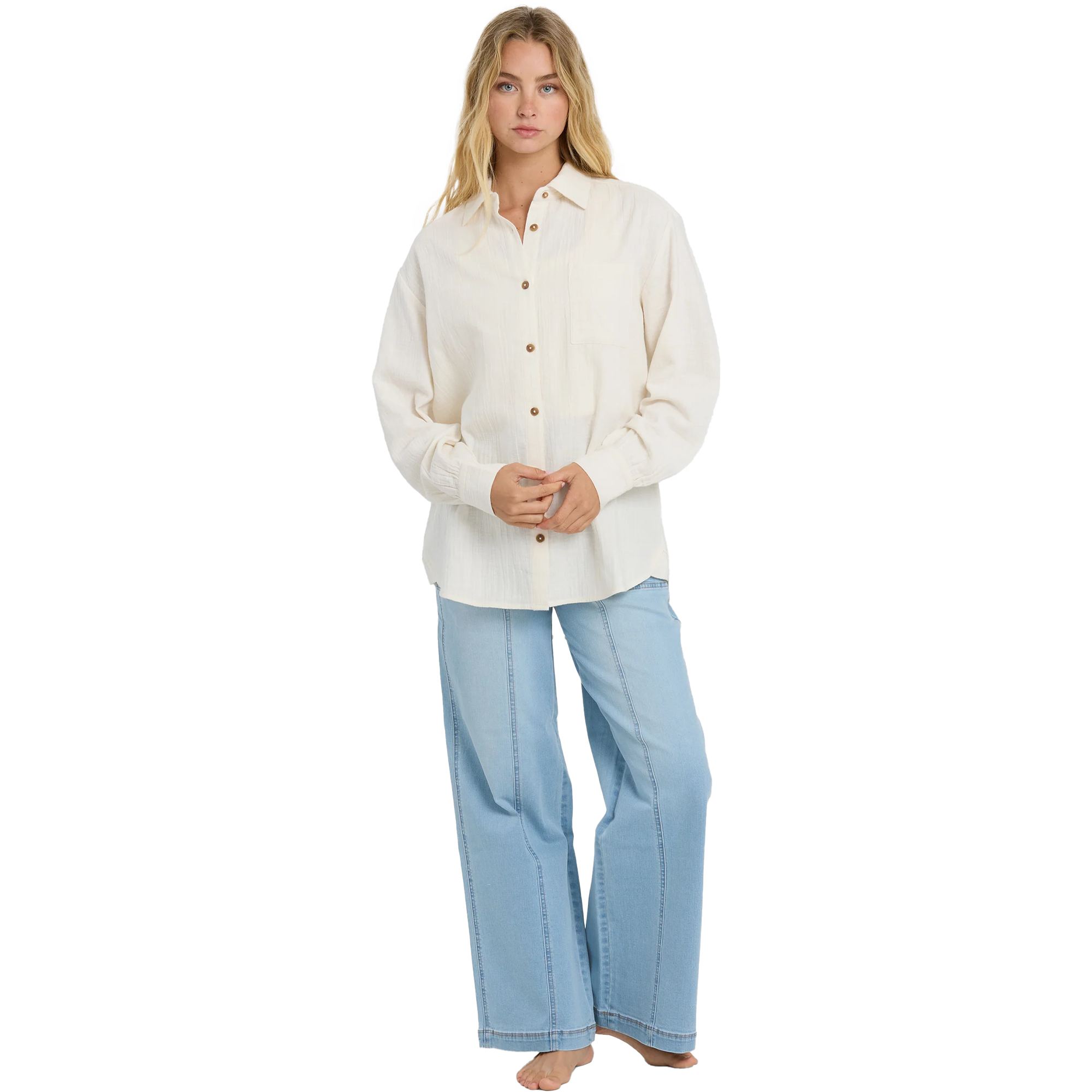 Women's Wanderer Solid Long Sleeve Woven Top alternate view