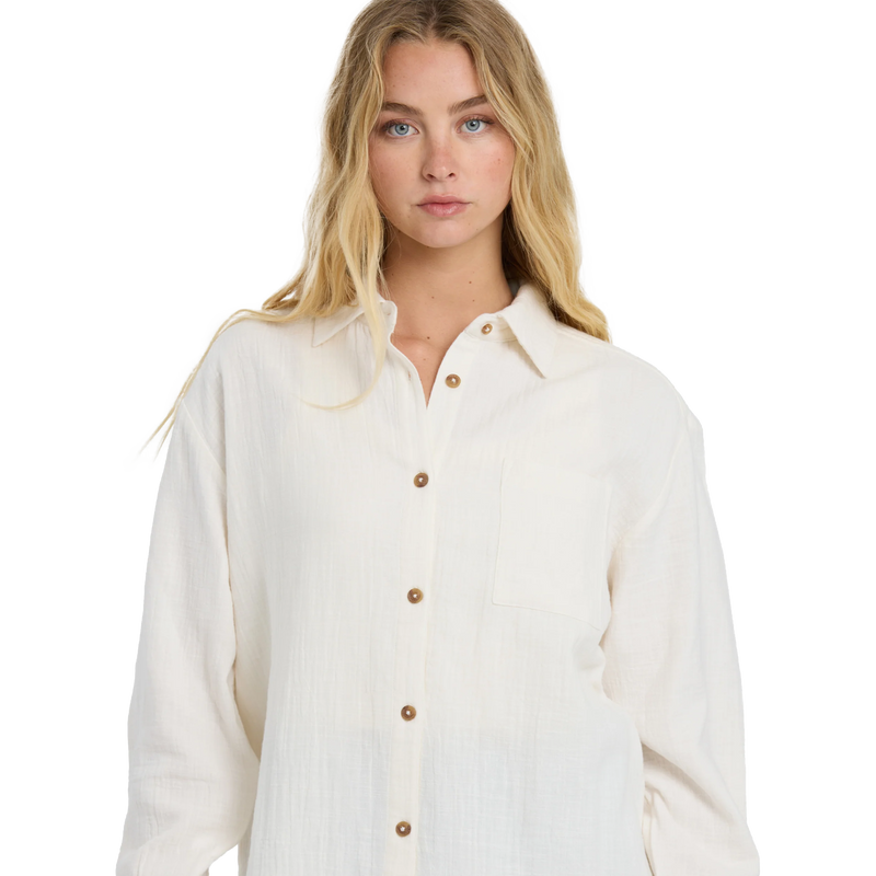 Women's Wanderer Solid Long Sleeve Woven Top, Billabong Women's Wanderer Solid Long Sleeve Woven TopFront