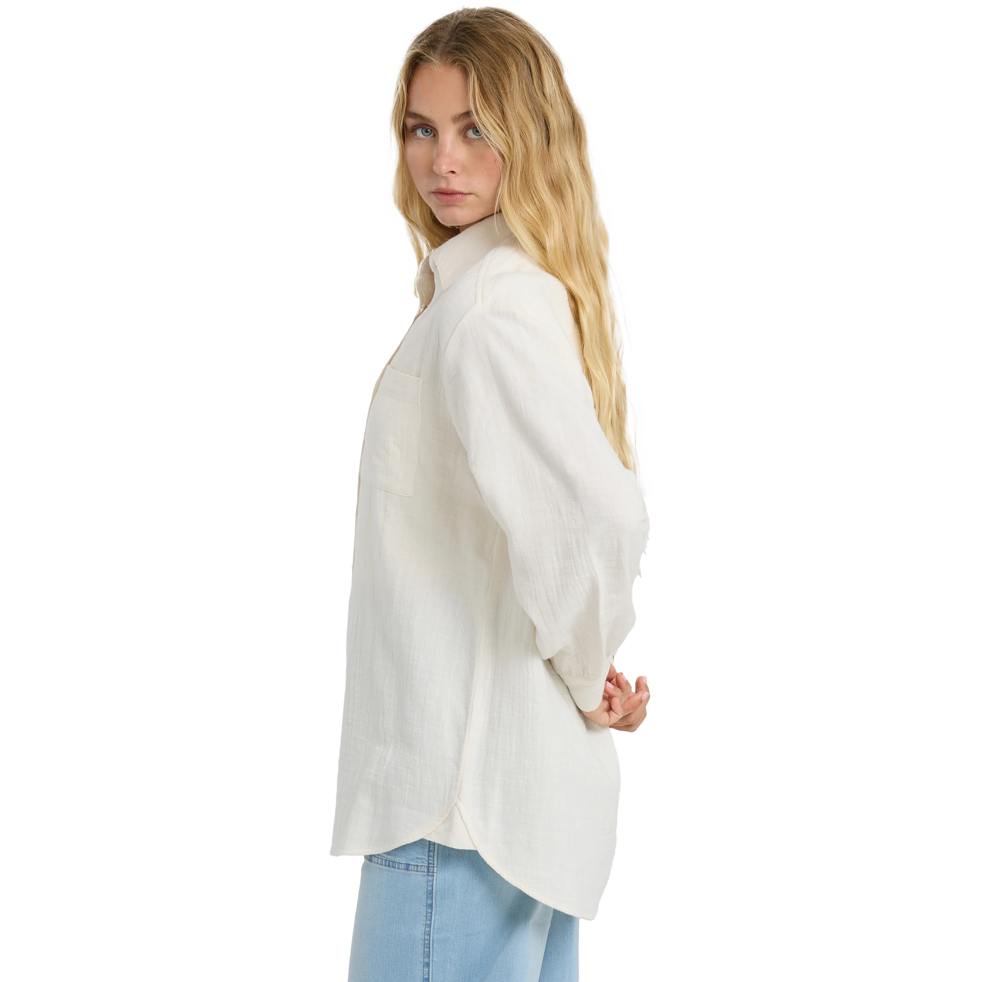Women's Wanderer Solid Long Sleeve Woven Top alternate view