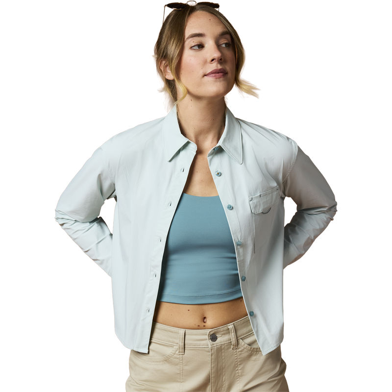 Women's Solta Long Sleeve Sun Shirt, Cotopaxi Women's Solta Long-Sleeve Sun Shirt front on model