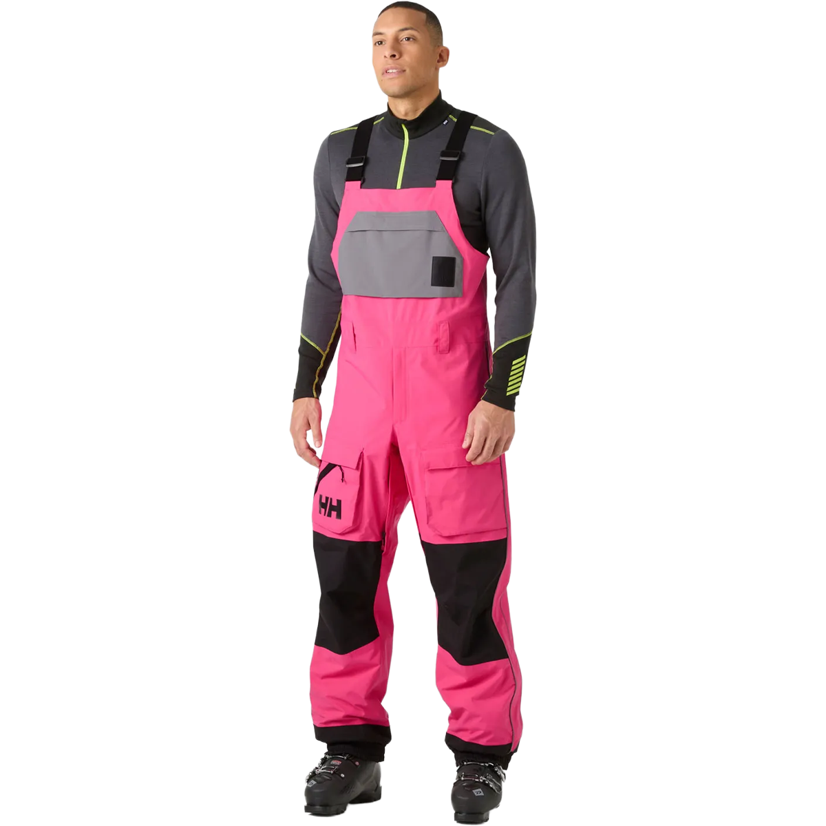 Helly Hansen Ullr D Shell Bib Pant in Hot Pink on model