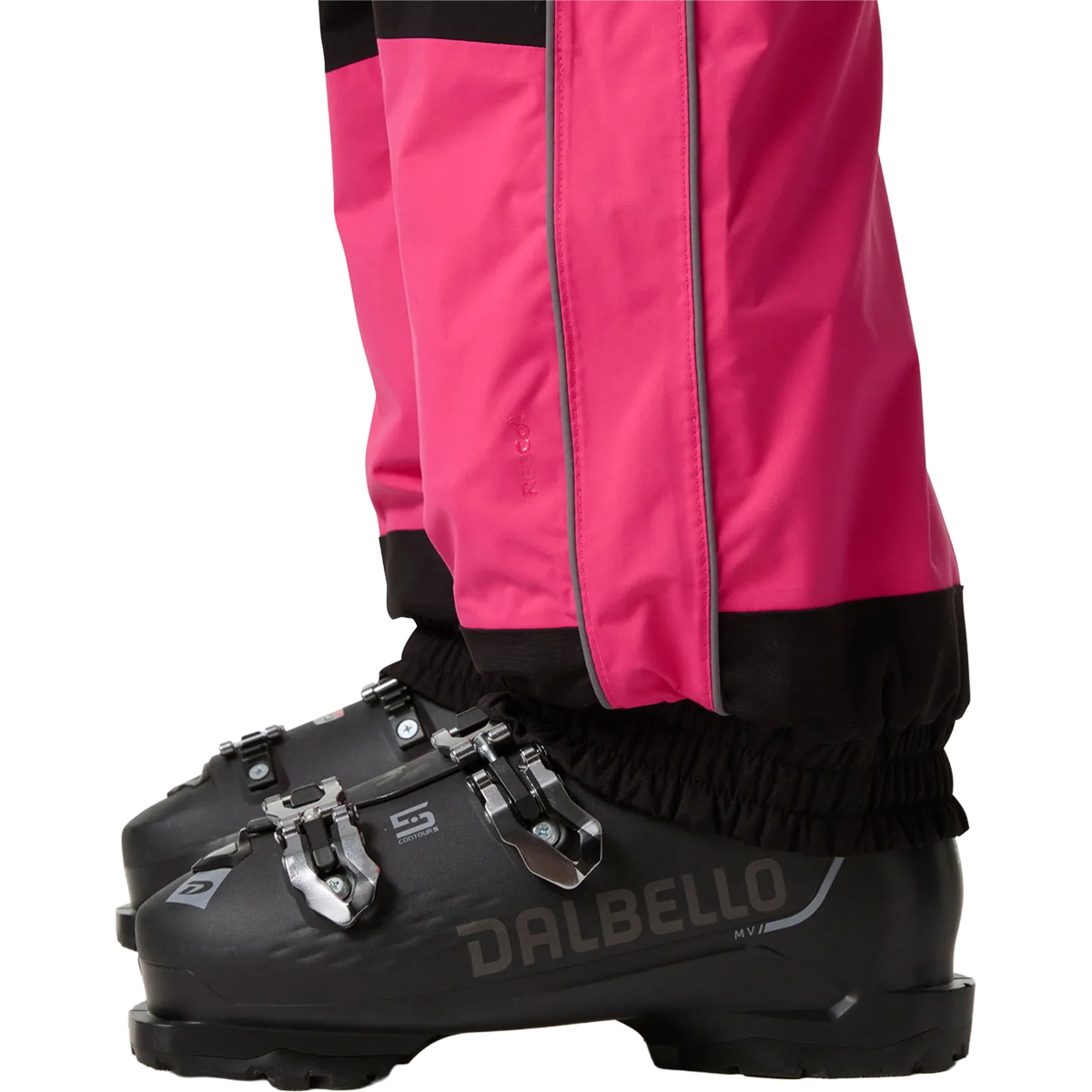 Helly Hansen Ullr D Shell Bib Pant in Hot Pink with ripper elastic hem detail