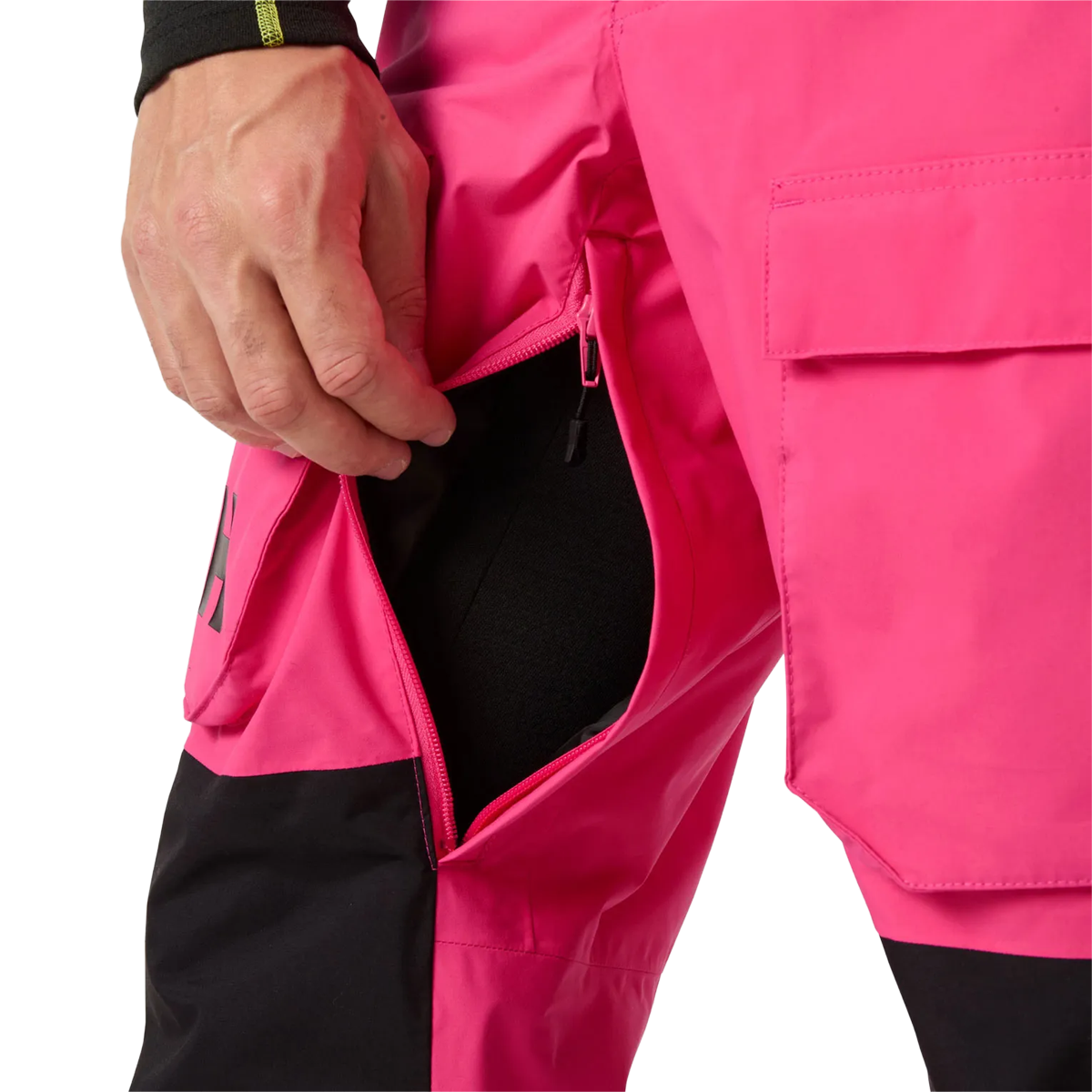 Helly Hansen Ullr D Shell Bib Pant in Hot Pink vent detail