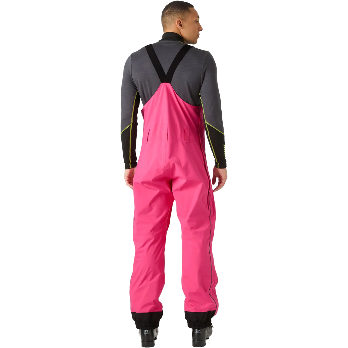 Helly Hansen Ullr D Shell Bib Pant in Hot Pink back view on model