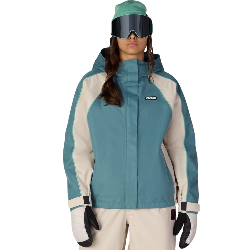 686 Women's Hologram Jacket in PFCB-Pale Firn Colorblock