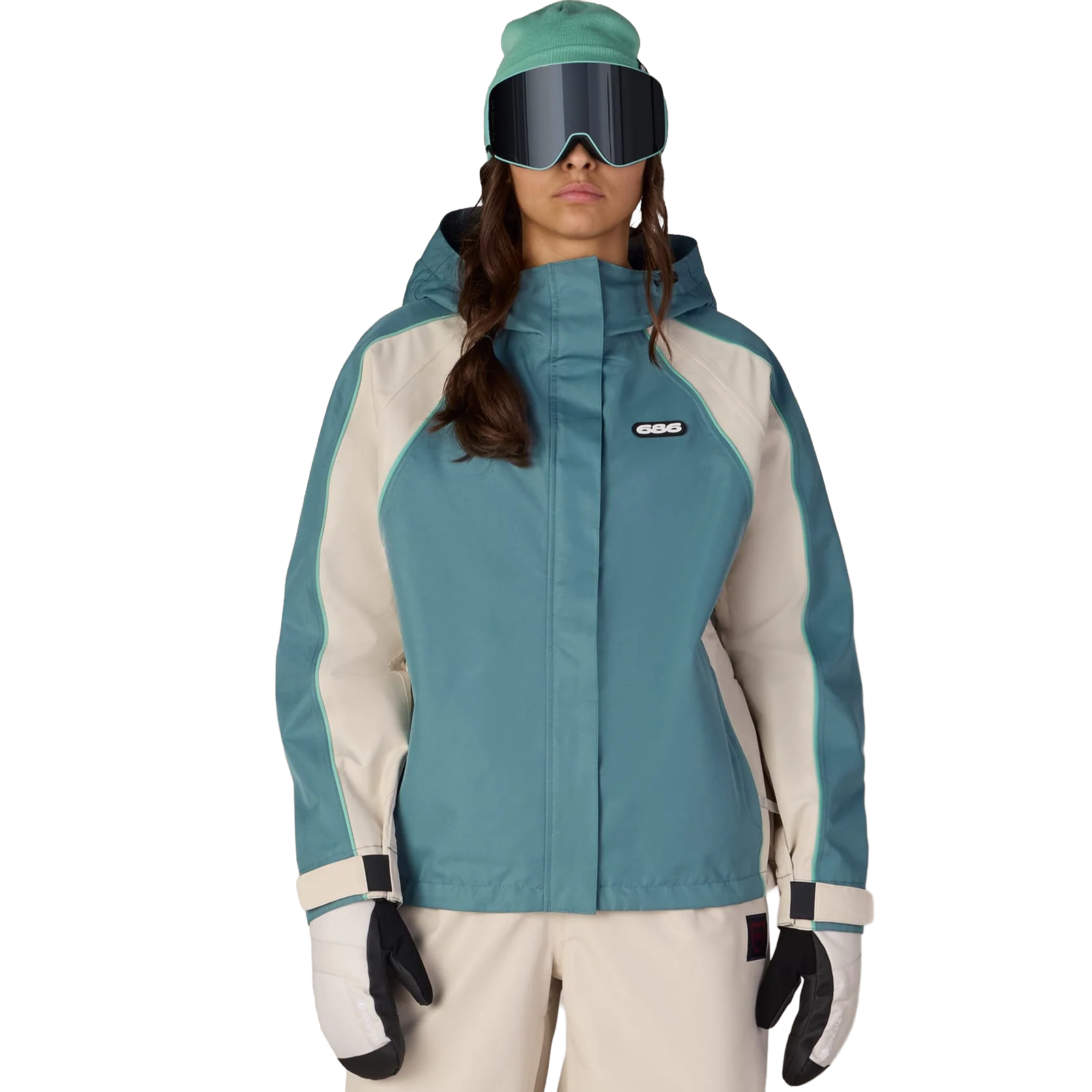 686 Women's Hologram Jacket in PFCB-Pale Firn Colorblock