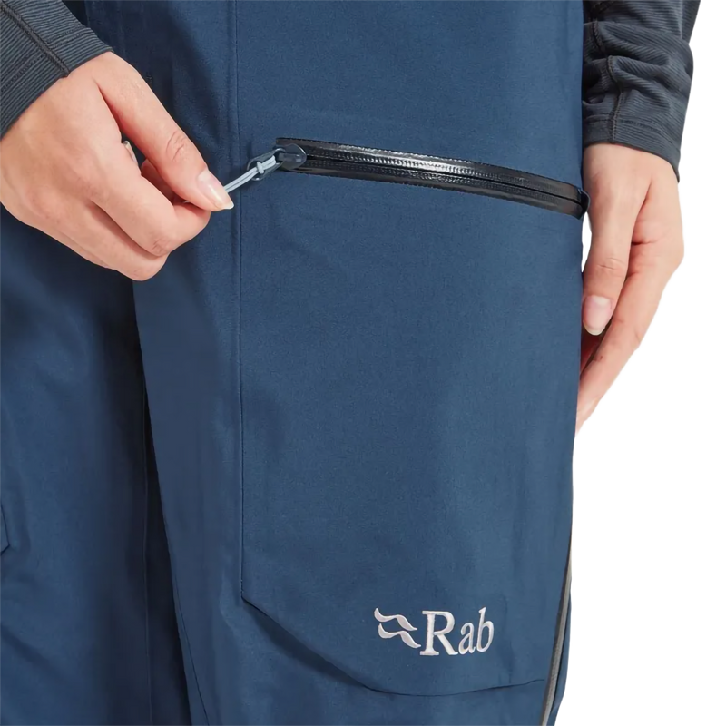 Women's Khroma Converge Gore-Tex Pants, Rab Women's Khroma Converge Gore-Tex Pants in Tempest Blue front left pocket