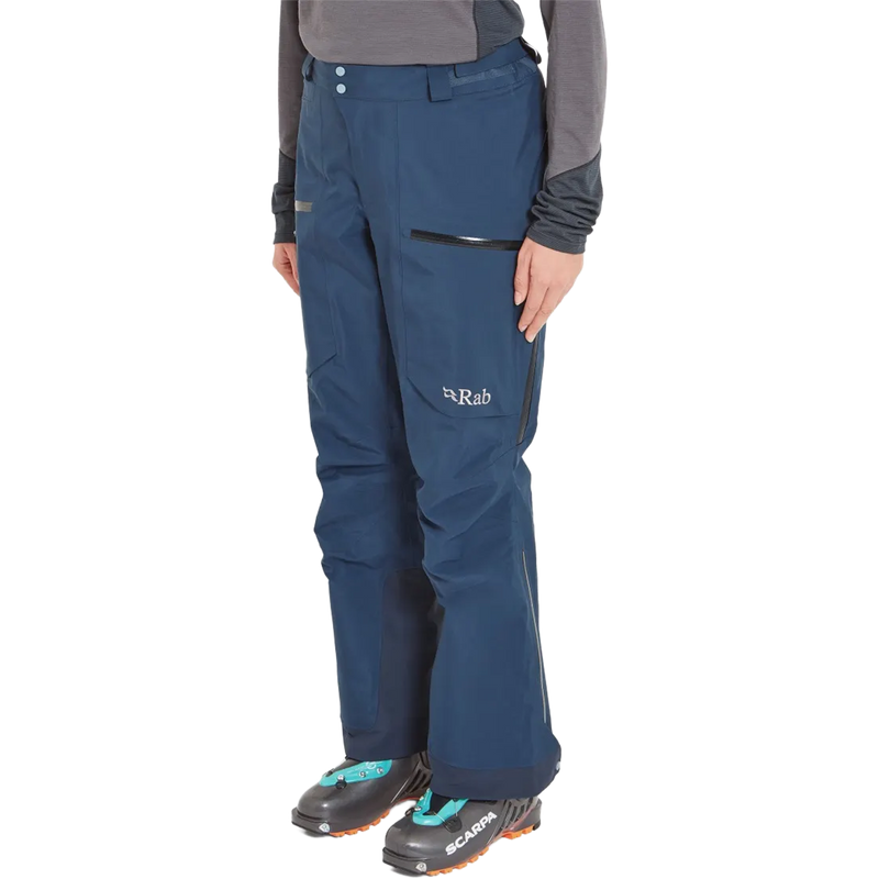 Women's Khroma Converge Gore-Tex Pants, Rab Women's Khroma Converge Gore-Tex Pants in Tempest Blue front left